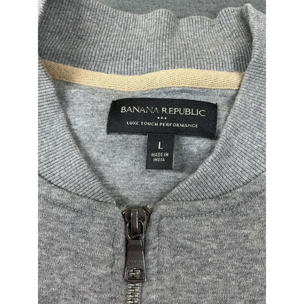 Banana‎ Republic Sweatshirt Mens Large Gray Luxe Touch Full Zip Fleece Jacket